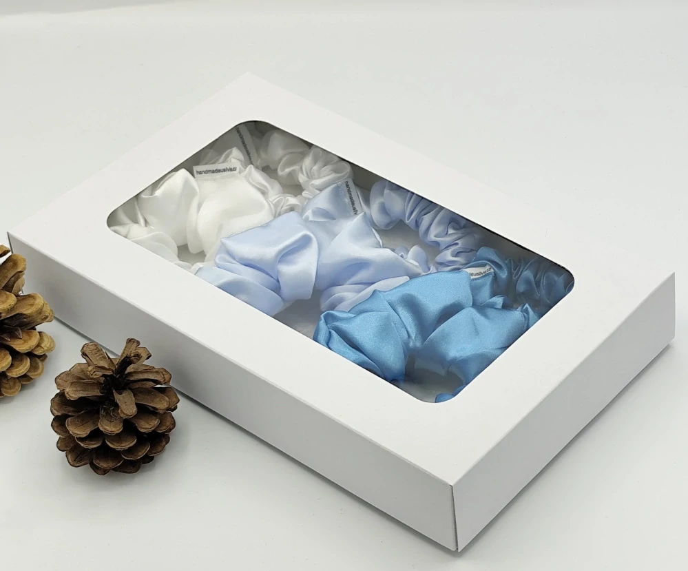 Dárková sada gumiček v modré - 6 scrunchies