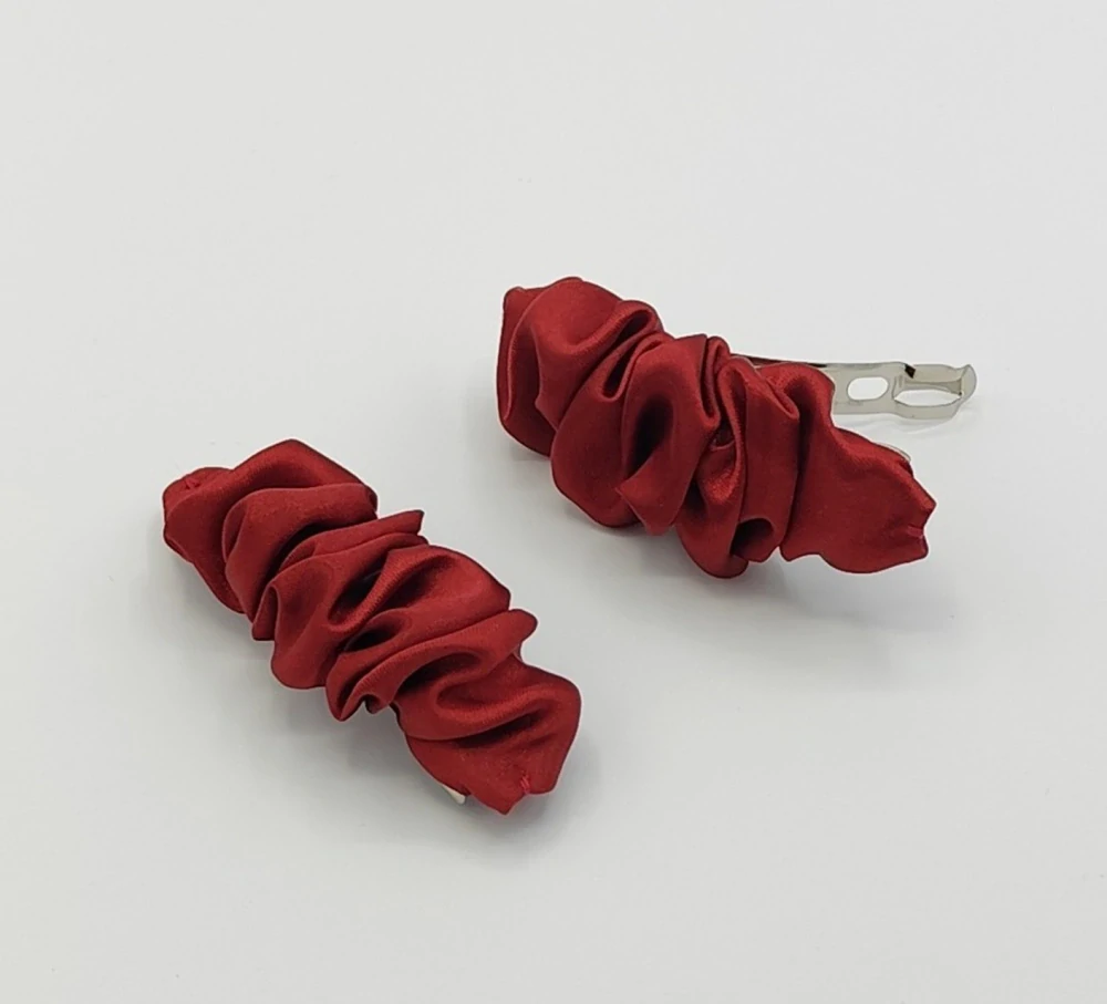 Spona do vlasů scrunchie tmavě červená 8 cm