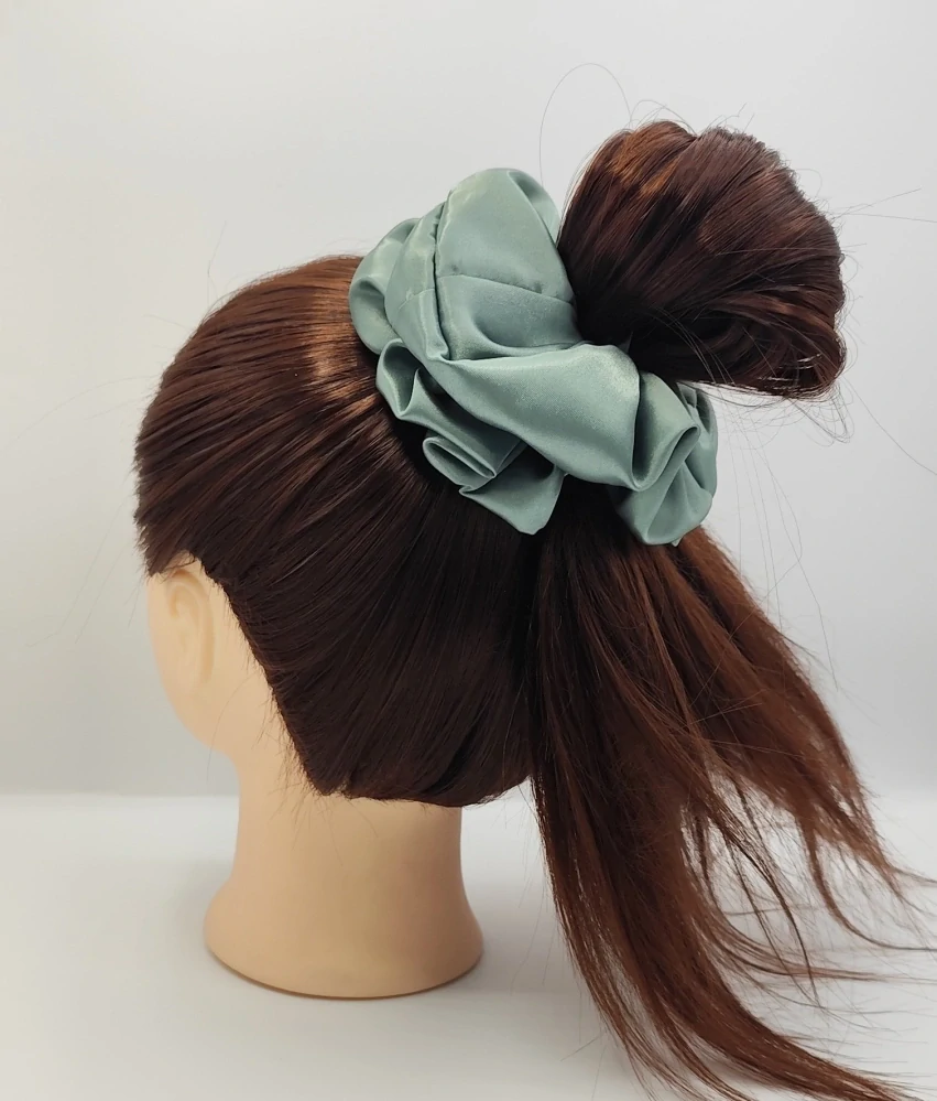 Saténová Scrunchie gumička khaki XXL