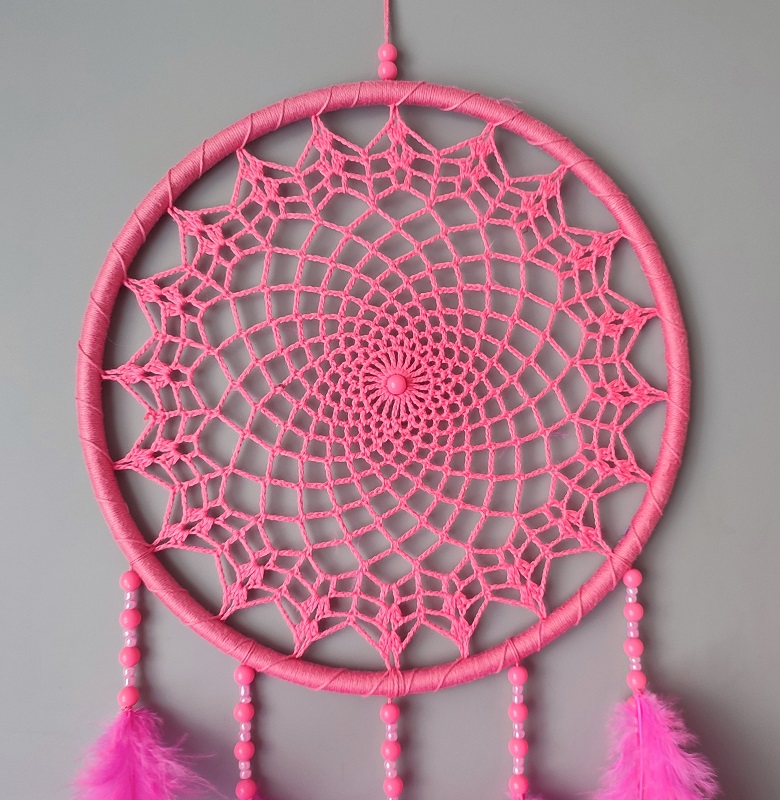 Lapač zlých snů tmavě růžový 24 x 65 cm