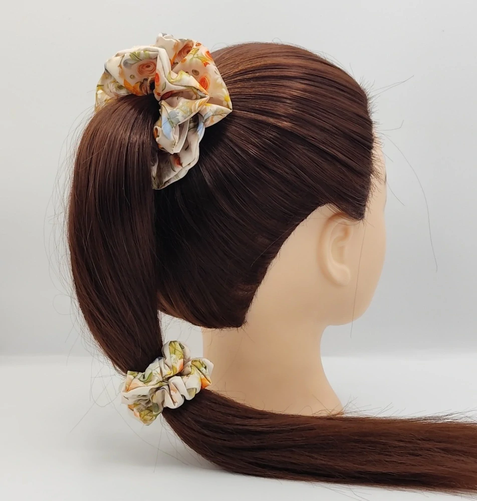 Scrunchie gumička Jarní květy I. L - klasik