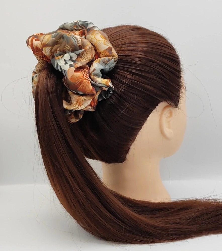 Scrunchie gumička Jarní květy V. XXL