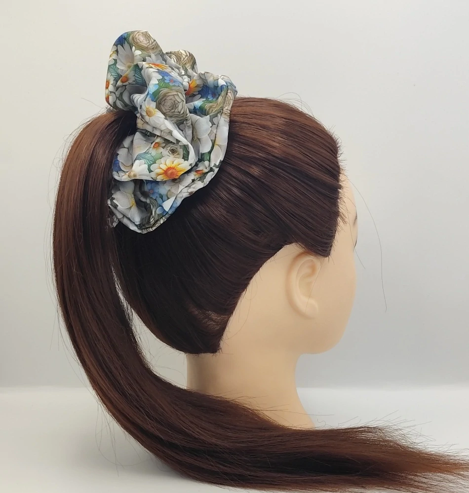 Scrunchie gumička Jarní květy VIII. XXL