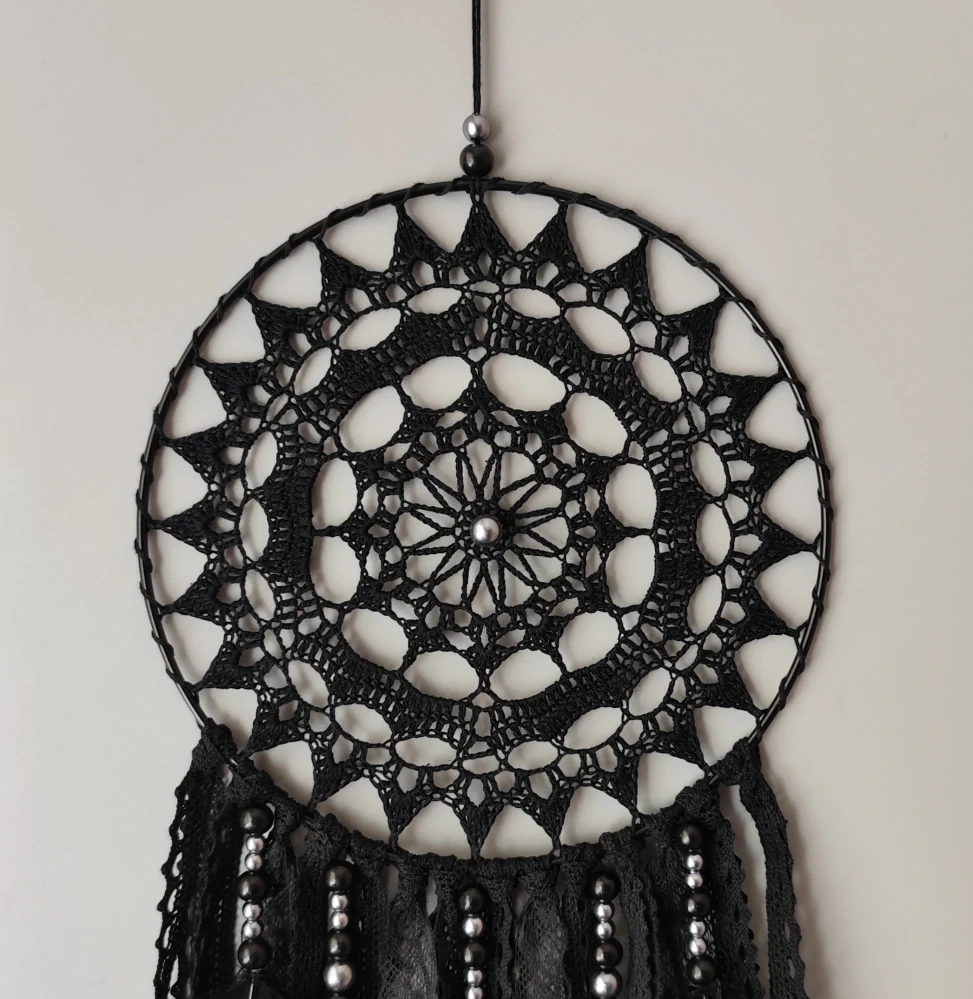 Lapač zlých snů Černá hvězda 20 x 55 cm