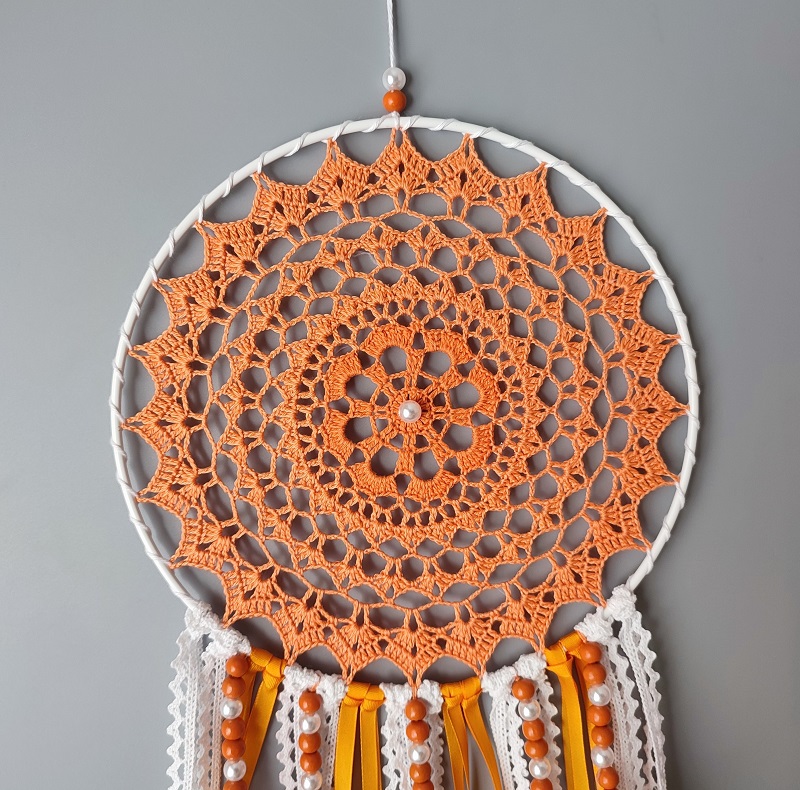 Lapač zlých snů - Oranžová holubice 20 x 60 cm