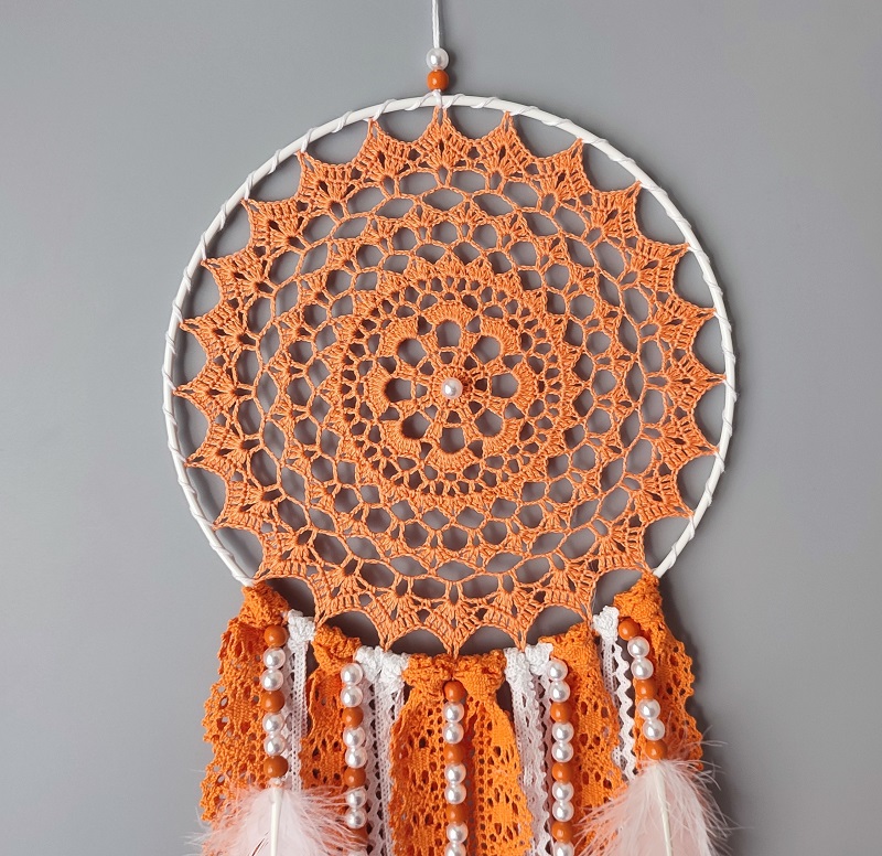 Lapač zlých snů - Oranžová holubice 20 x 65 cm