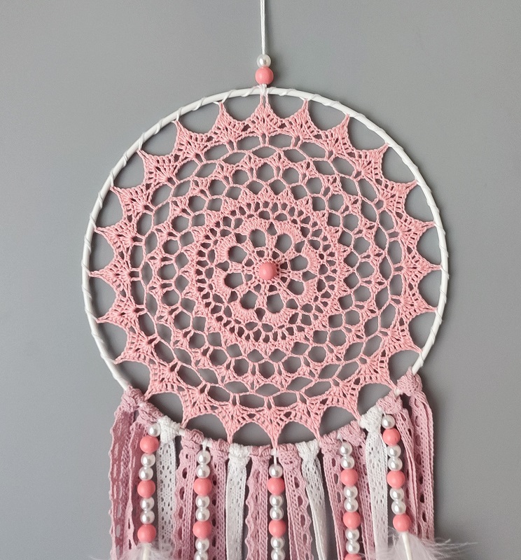 Lapač zlých snů - Růžová holubice 20 x 65 cm