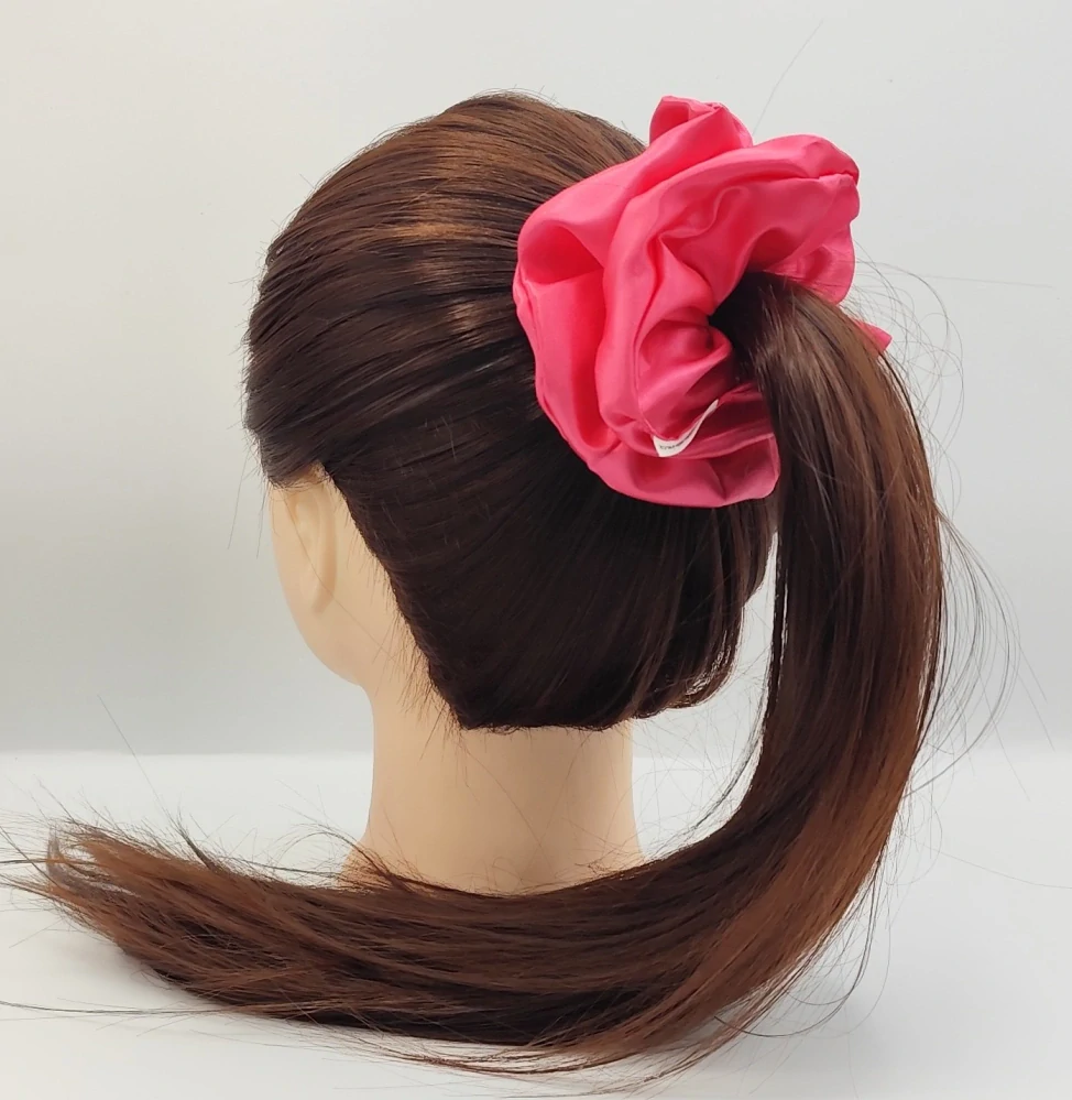 Saténová Scrunchie gumička růžová tmavá XL