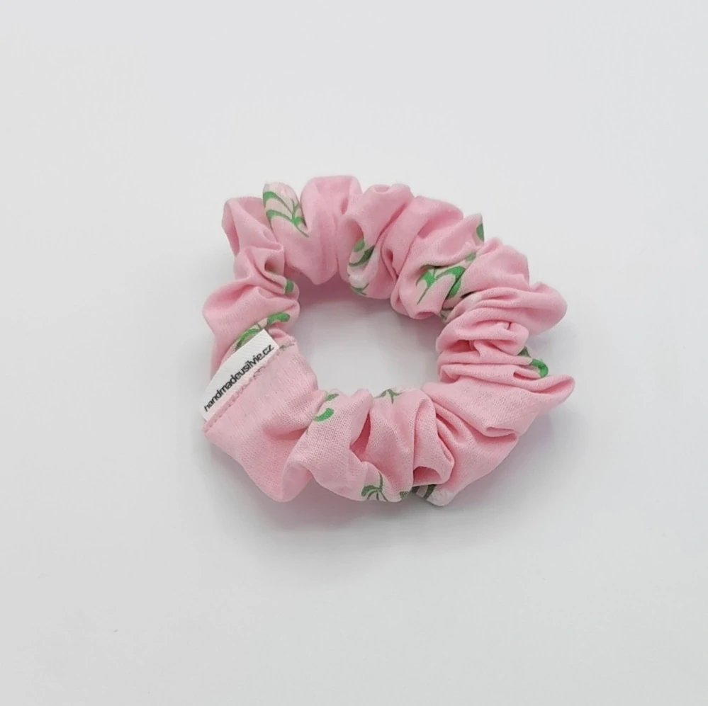 Bavlněná Scrunchie gumička světle růžová S