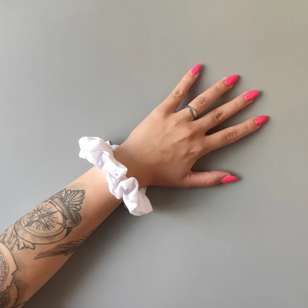 Scrunchie gumička bílá L - klasik