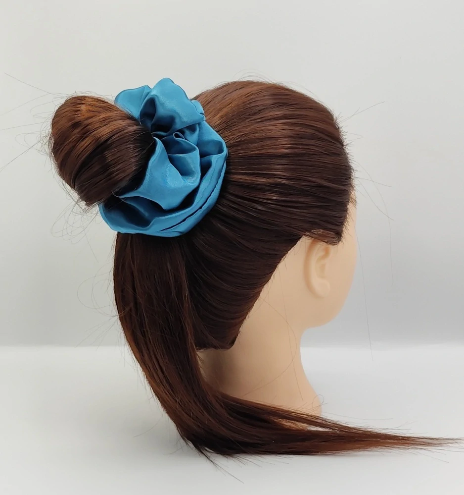 Saténová Scrunchie gumička petrolej XL