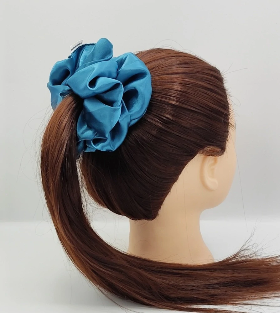 Saténová Scrunchie gumička petrolej XXL