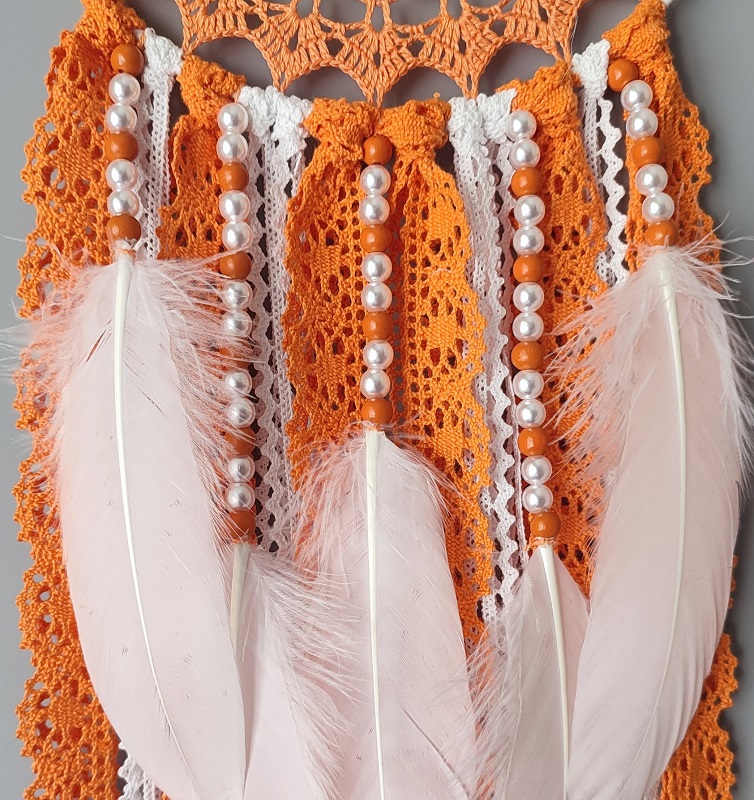 Lapač zlých snů - Oranžová holubice 20 x 65 cm