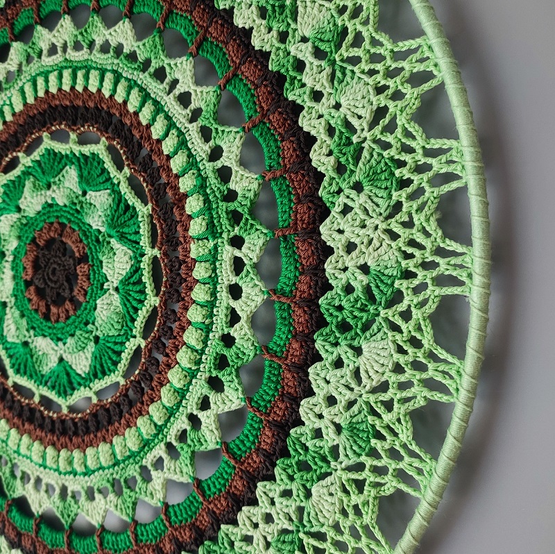 Háčkovaná Mandala - Zelená 50 cm