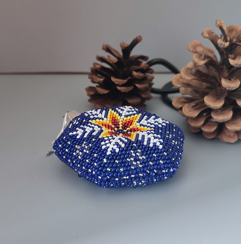 Šestiúhelník z korálků - modrý - průměr 8 cm
