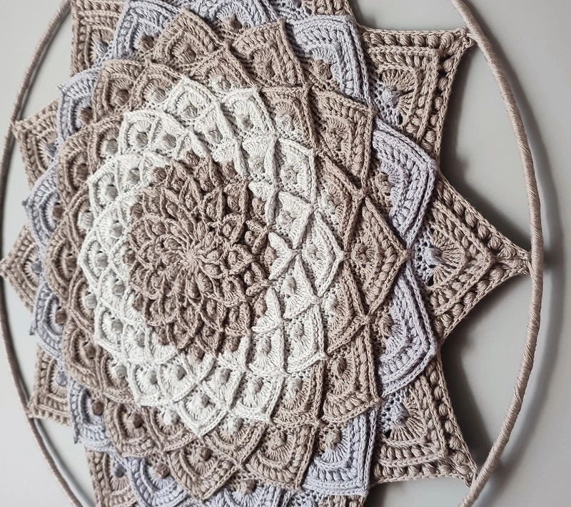 Háčkovaná Mandala - Lotosový květ 45 cm č.4