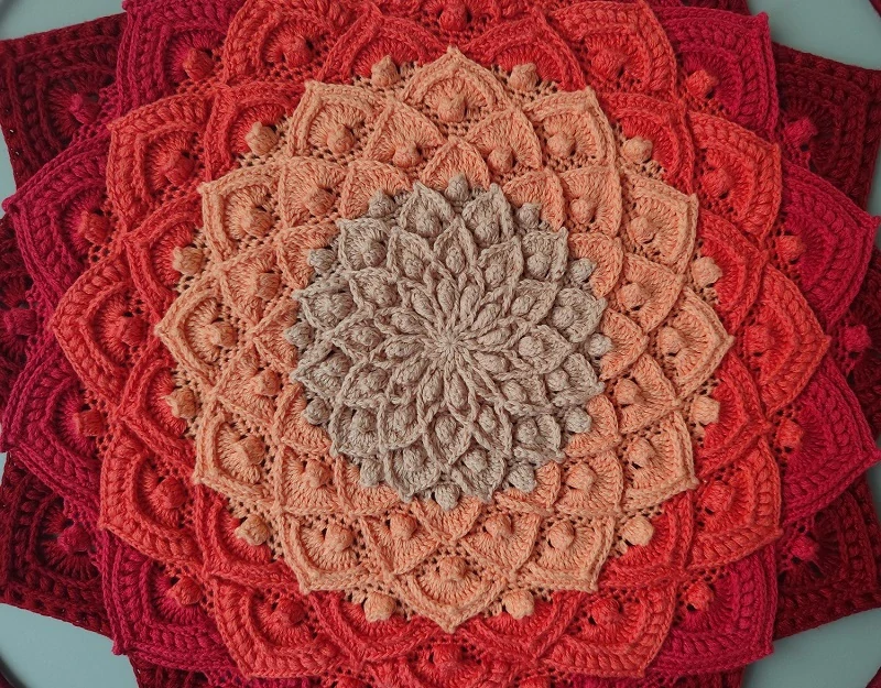 Háčkovaná Mandala - Lotosový květ 45 cm č.2
