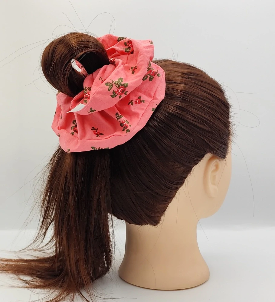 Bavlněná Scrunchie gumička korálová XXL