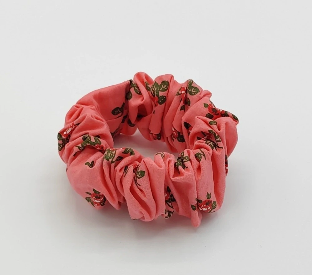 Bavlněná Scrunchie gumička korálová L