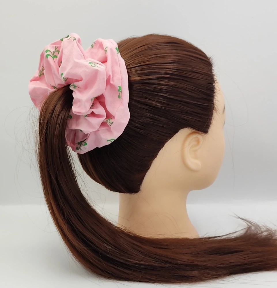 Bavlněná Scrunchie gumička světle růžová XXL