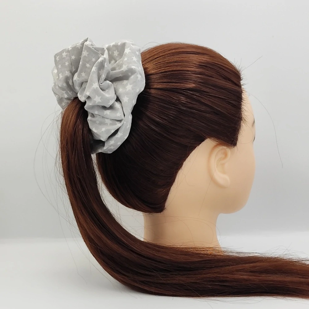 Bavlněná Scrunchie gumička bílé hvězdy XXL