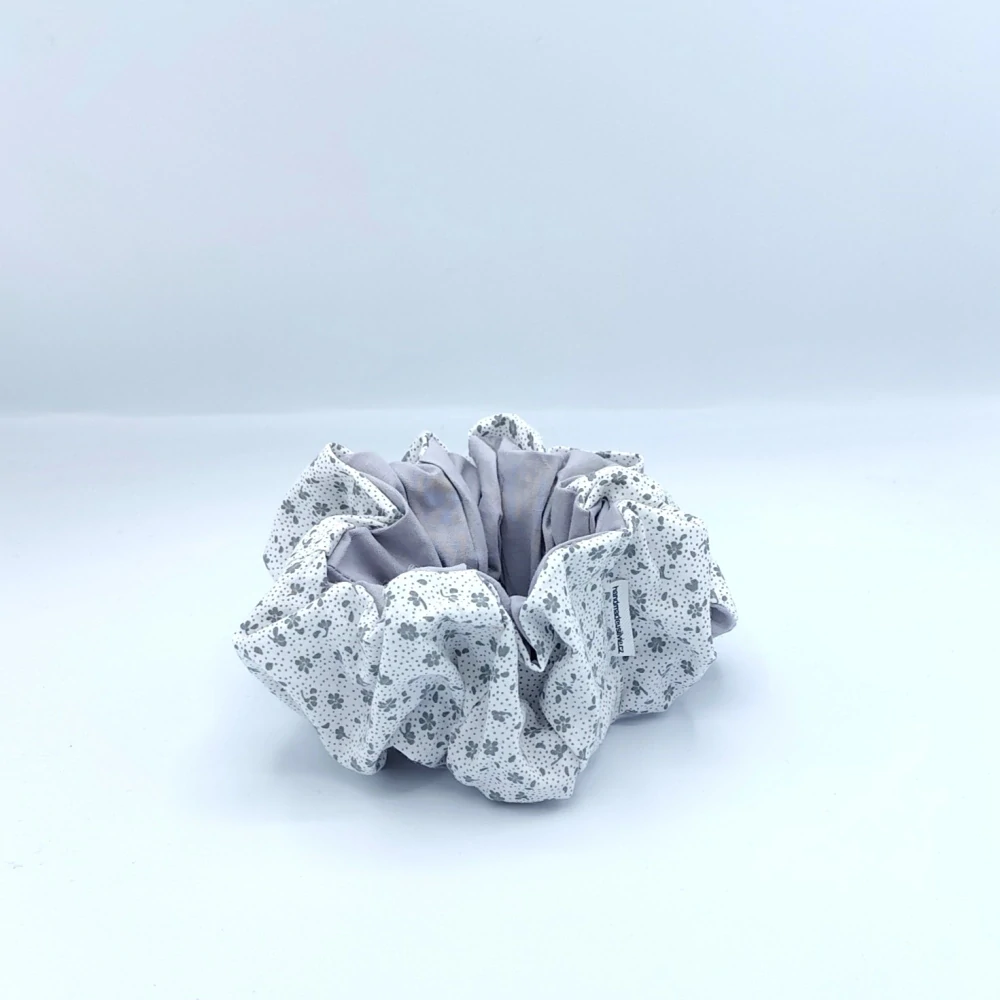 Bavlněná Scrunchie gumička kvítky XXL II.