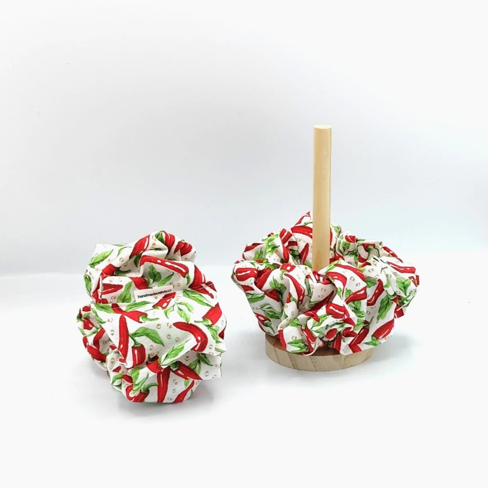 Bavlněná Scrunchie gumička chilli XXL