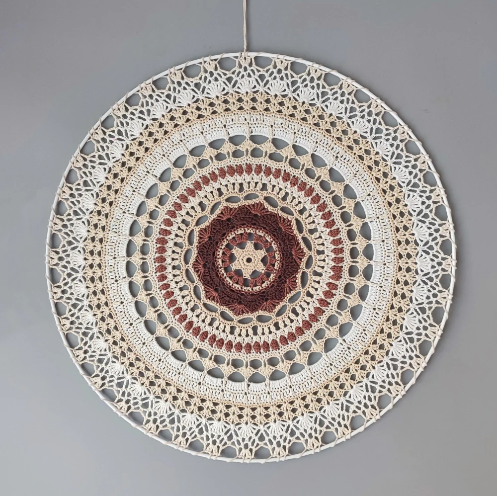 Háčkovaná Mandala - Béžová 50 cm