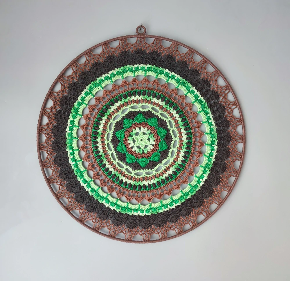 Háčkovaná Mandala - Hnědá 50 cm