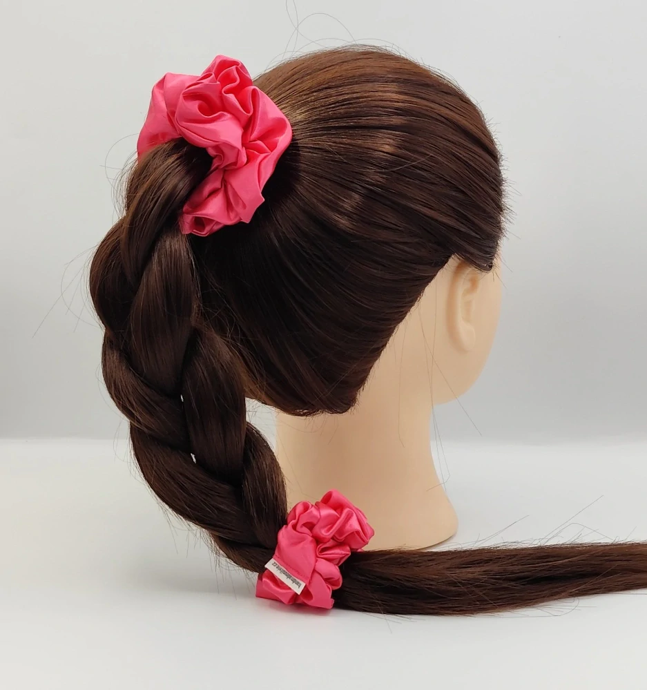 Saténová Scrunchie gumička růžová tmavá S